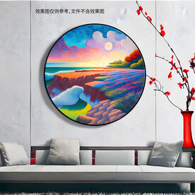 海滨梵高风格油画