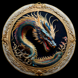 中式底纹龙头纹样