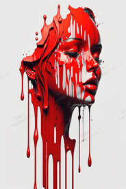 人脸上的油漆流淌