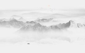 大理石水墨山水画背景墙