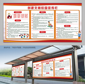 创建文明校园橱窗宣传栏展板