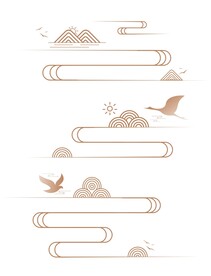 中式中国风线性云纹山纹祥云纹