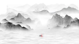 新中式抽象水墨山水风景背景墙