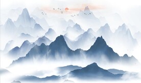 新中式抽象水墨山水风景背景墙