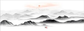 新中式抽象水墨山水风景背景墙