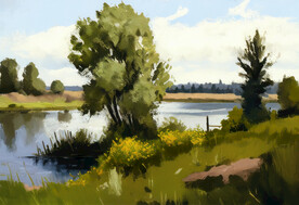 当代油画 田野的春天