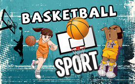 卡通篮球背景设计壁画