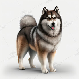 卡通阿拉斯加雪橇犬