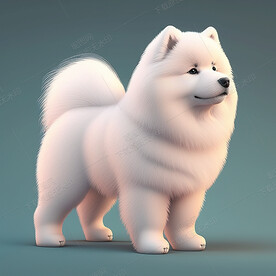 卡通萨摩耶犬
