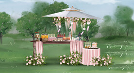 粉色户外甜品区