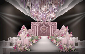 深粉色婚礼仪式区