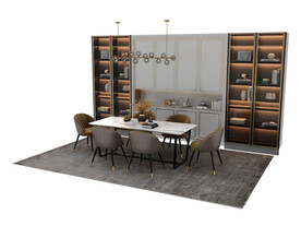  轻奢餐厅餐桌3d模型