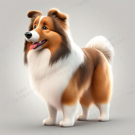 卡通苏格兰牧羊犬