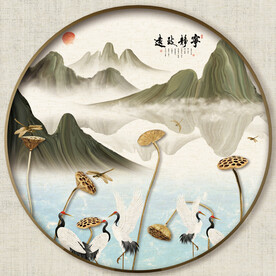 圆形中式山水画