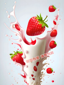 飞溅的草莓牛奶