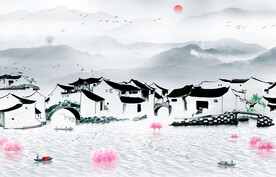 江南水墨山水画