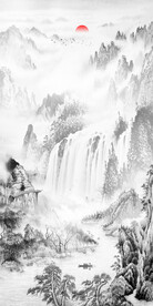 竖幅水墨画