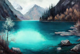 当代油画 九寨沟