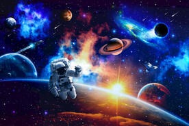 梦幻银河太空星球宇航员星空背景