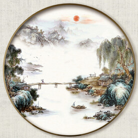 圆形中式山水画