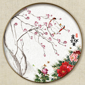 圆形花鸟图
