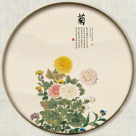 圆形花鸟图