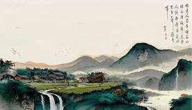 水墨江南山水装饰画