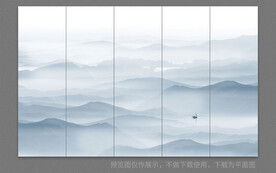 水墨山水画屏风隔断墙画