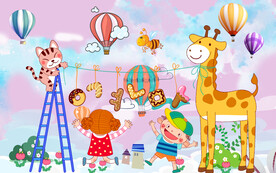 卡通儿童房背景墙