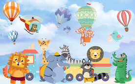 卡通儿童房动物背景墙