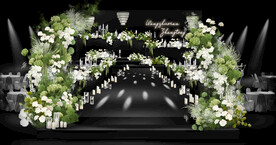 白绿色韩式婚礼效果图分层文件