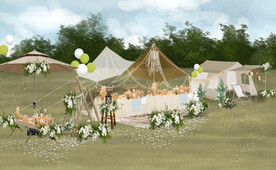 户外婚礼现场甜品区效果图