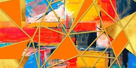 抽象两联几何油画 