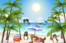 夏日沙滩卡通背景