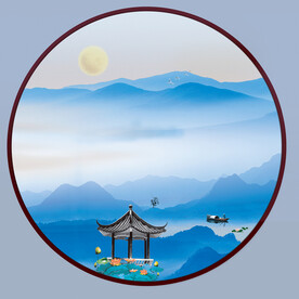 圆形山水画