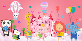 卡通粉色儿童背景墙