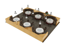 餐厅圆桌椅3d模型