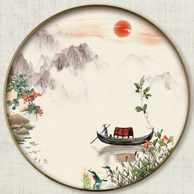 圆形中式山水画