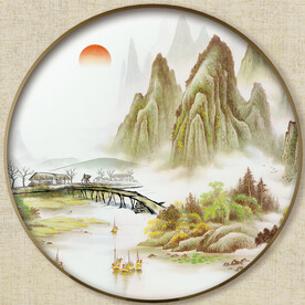 圆形中式山水画
