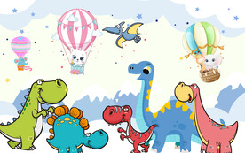 卡通恐龙儿童房背景墙