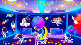 卡通星空宇航员儿童房