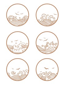 中式浪花纹山纹海水纹中国风边框