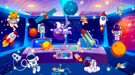 卡通太空人宇航员儿童房