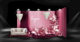 玫红色婚礼迎宾区