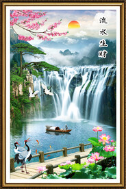 旭日东升山水画