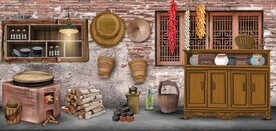 复古80后90后农村厨房背景墙