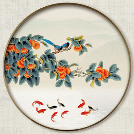 圆形事事如意九鱼图