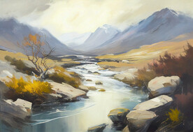 当代油画 潺潺溪流