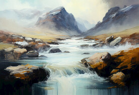 当代油画 潺潺溪流