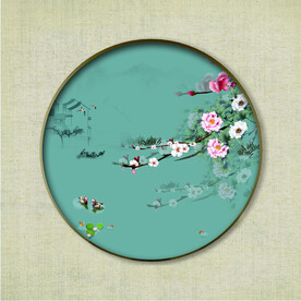 圆形花鸟画
